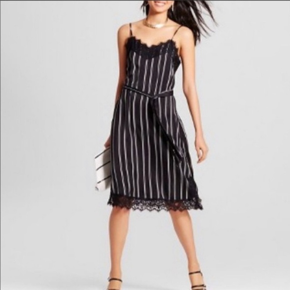 Who What Wear Striped Slip Style Dress